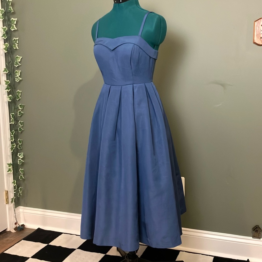 ModCloth blue tea length formal dress